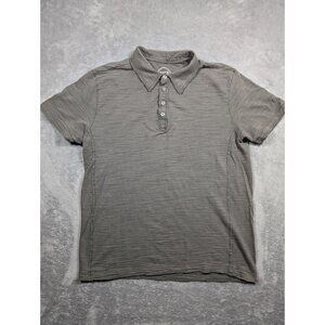 BKE Buckle Polo Shirt Men Large Gray Athletic Fit Distressed Raw Trim Streetwear
